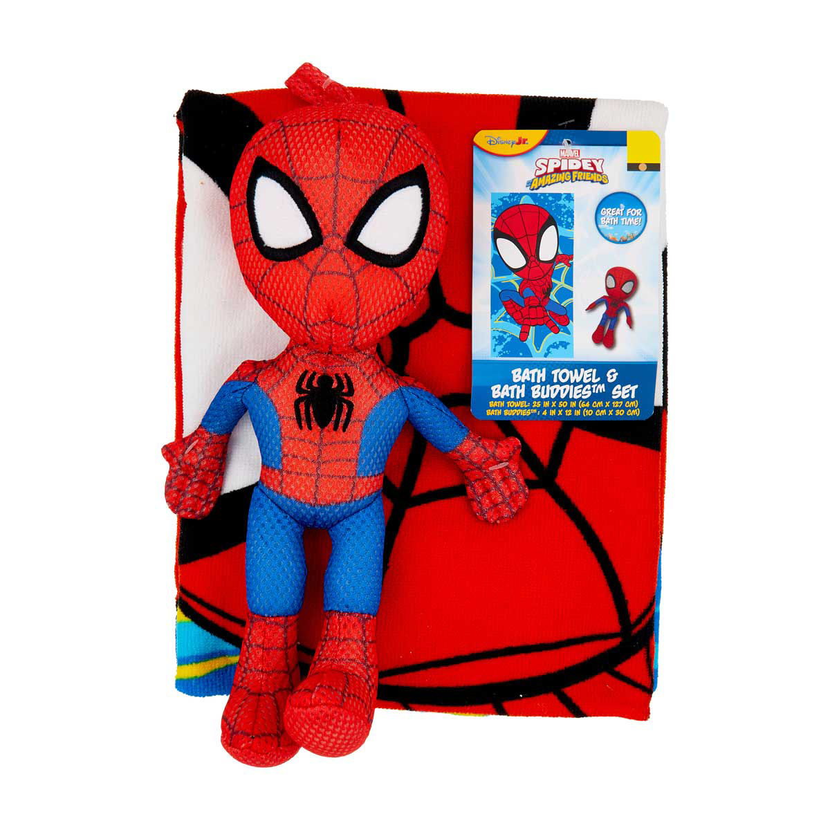 Marvel Spidey and His Amazing Friends Bath Towel with Bath Buddy Plush Set