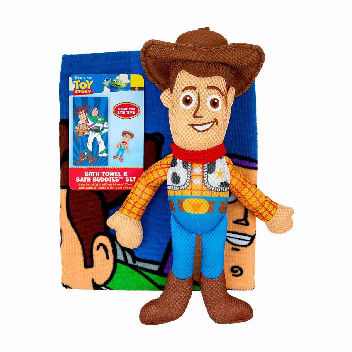 Disney Pixar Toy Story Bath Towel with Bath Buddy Plush Set