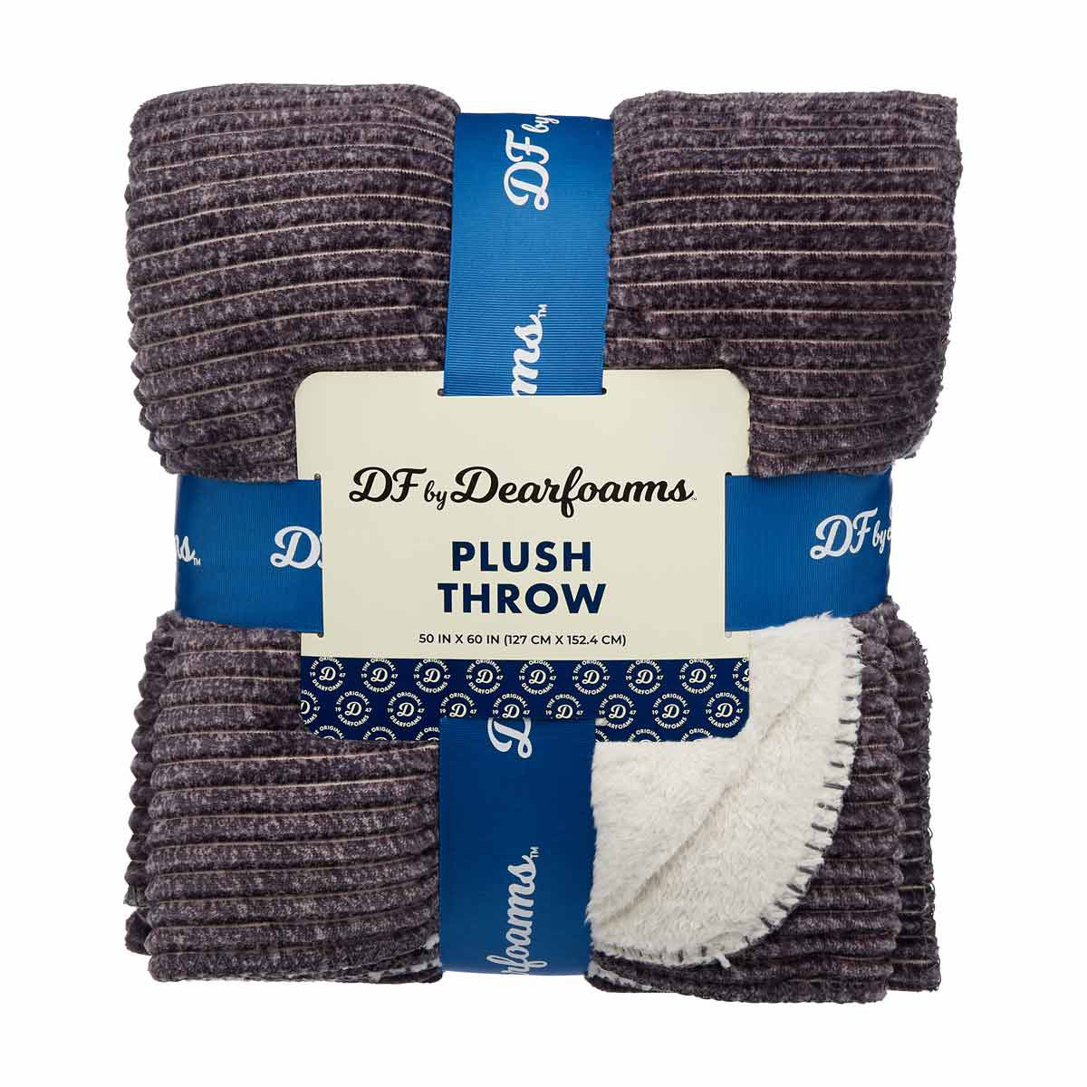 DF by Dearfoams Channel Plush Throw, Gray, 50x60 in