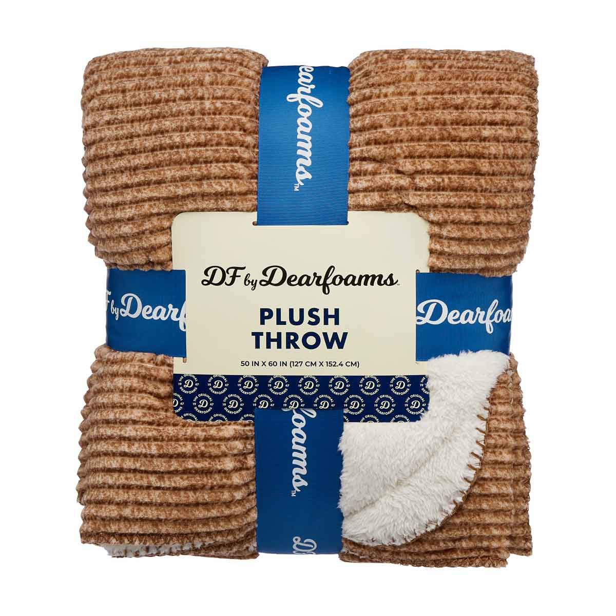 DF by Dearfoams Channel Plush Throw, Chantilly Tan, 50x60 in