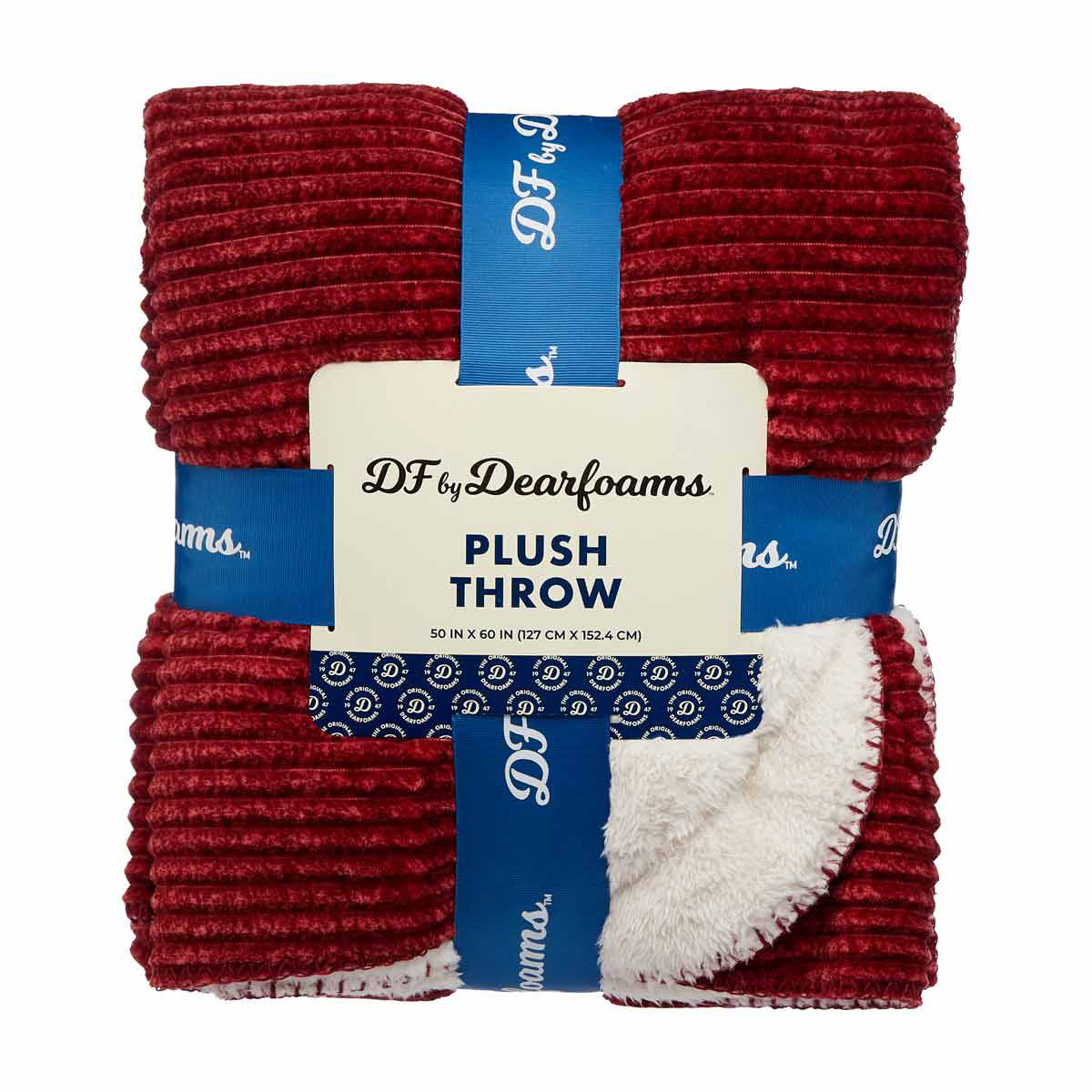DF by Dearfoams Channel Plush Throw, Merlot, 50x60 in