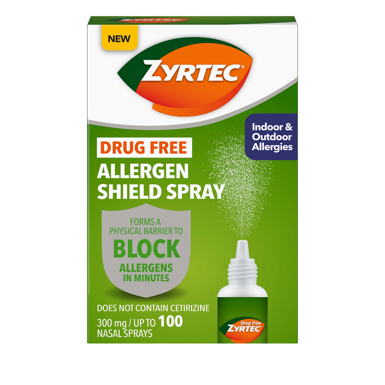 Zyrtec Allergen Shield Spray, allergen defense nasal spray, up to 100 Sprays, 300mg