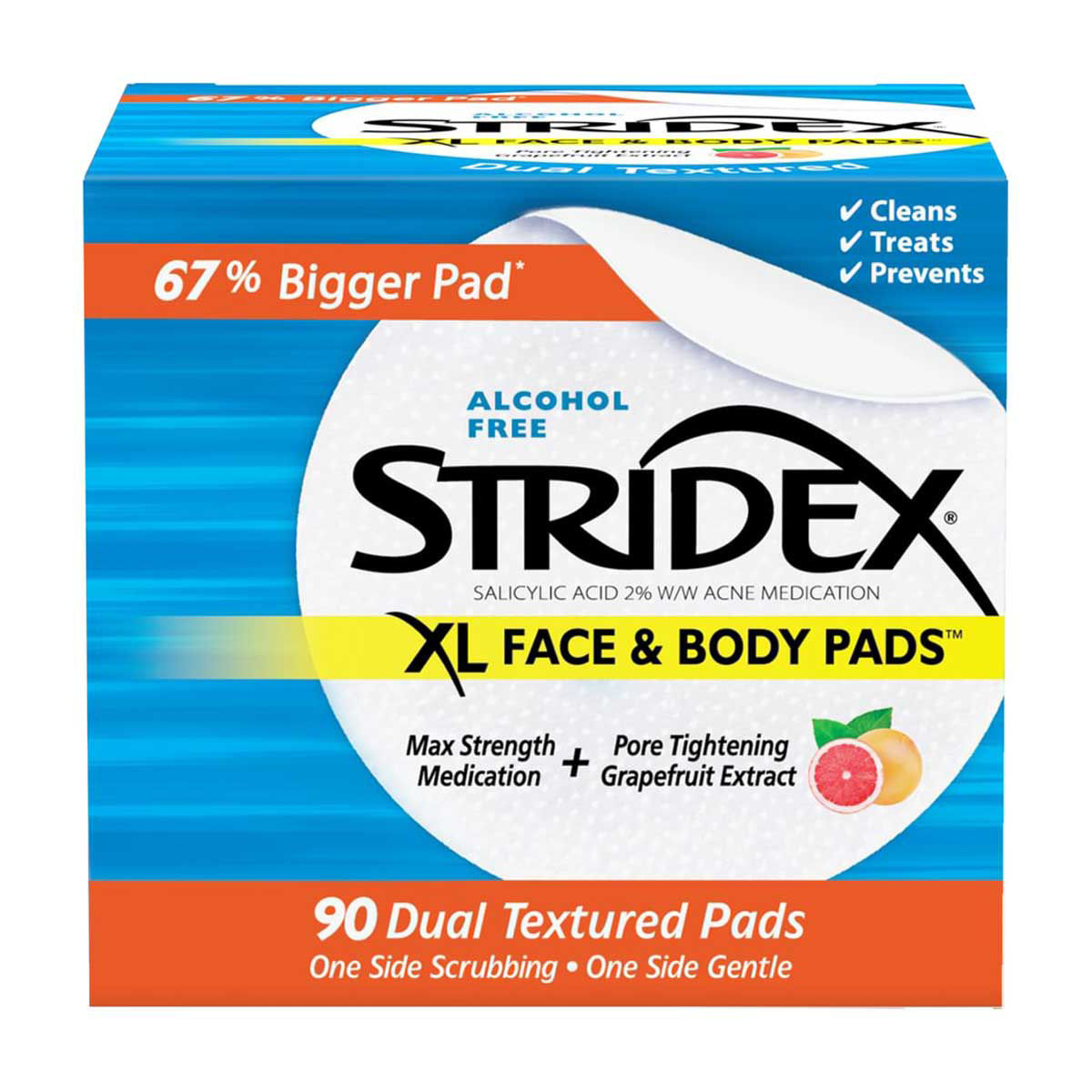 Stridex XL Face & Body Acne Pads, 90 ct