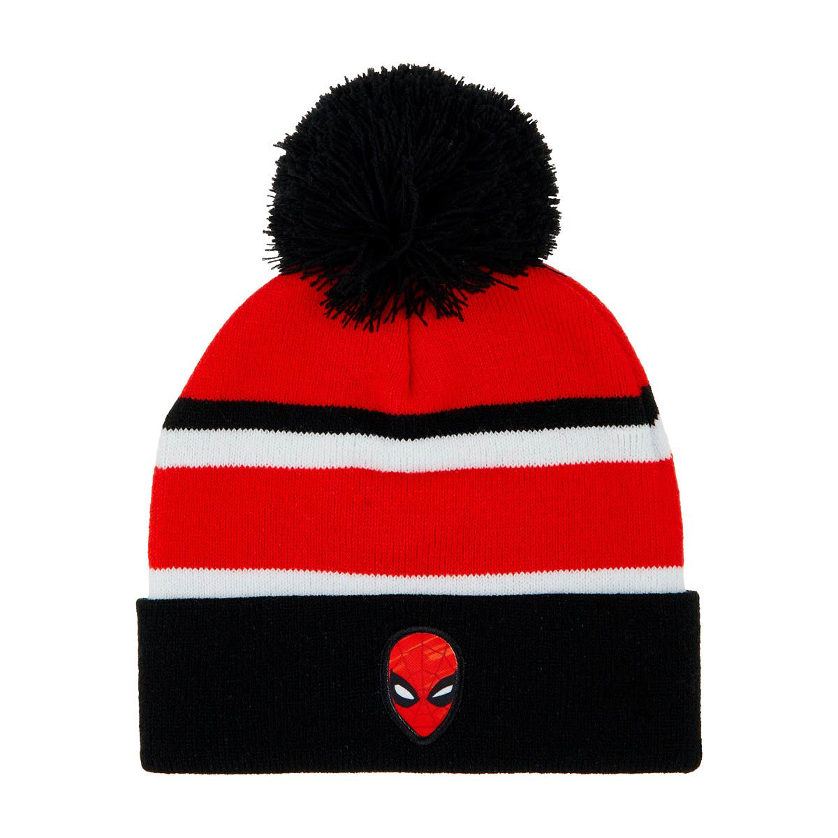 Marvel Spider-Man Men's Red, Black & White Pom Beanie