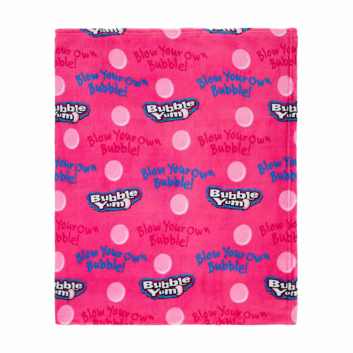 Bubble Yum "Blow Your Own Bubble!" Pink Plush Throw Blanket