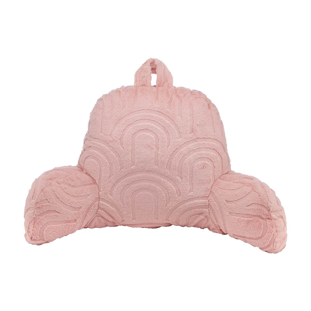 Faux Fur Pink Embossed Rainbow Design Backrest Pillow