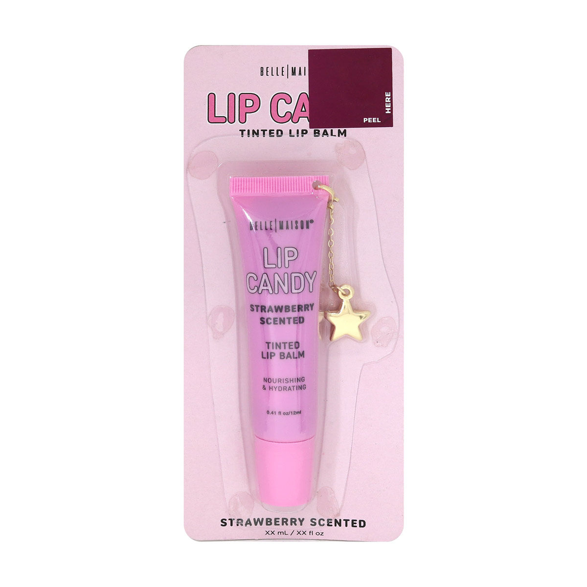 Belle Maison Strawberry Scented Tinted Lip Balm with Charm, 0.41 fl oz