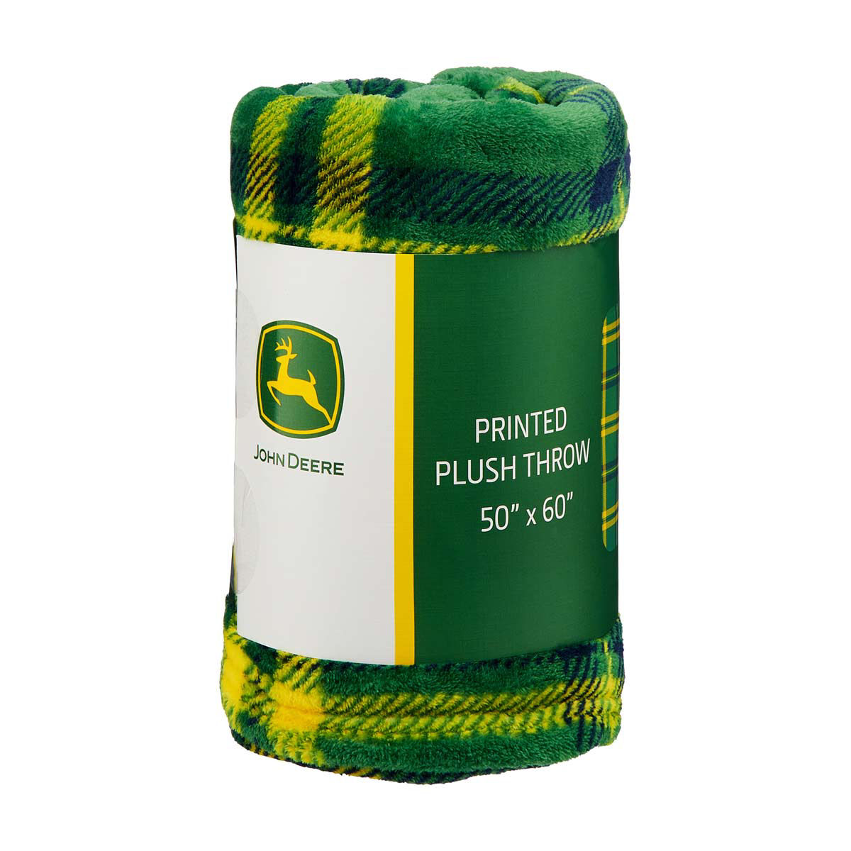 John Deere Plaid Green Printed Plush Throw, 50x60 in