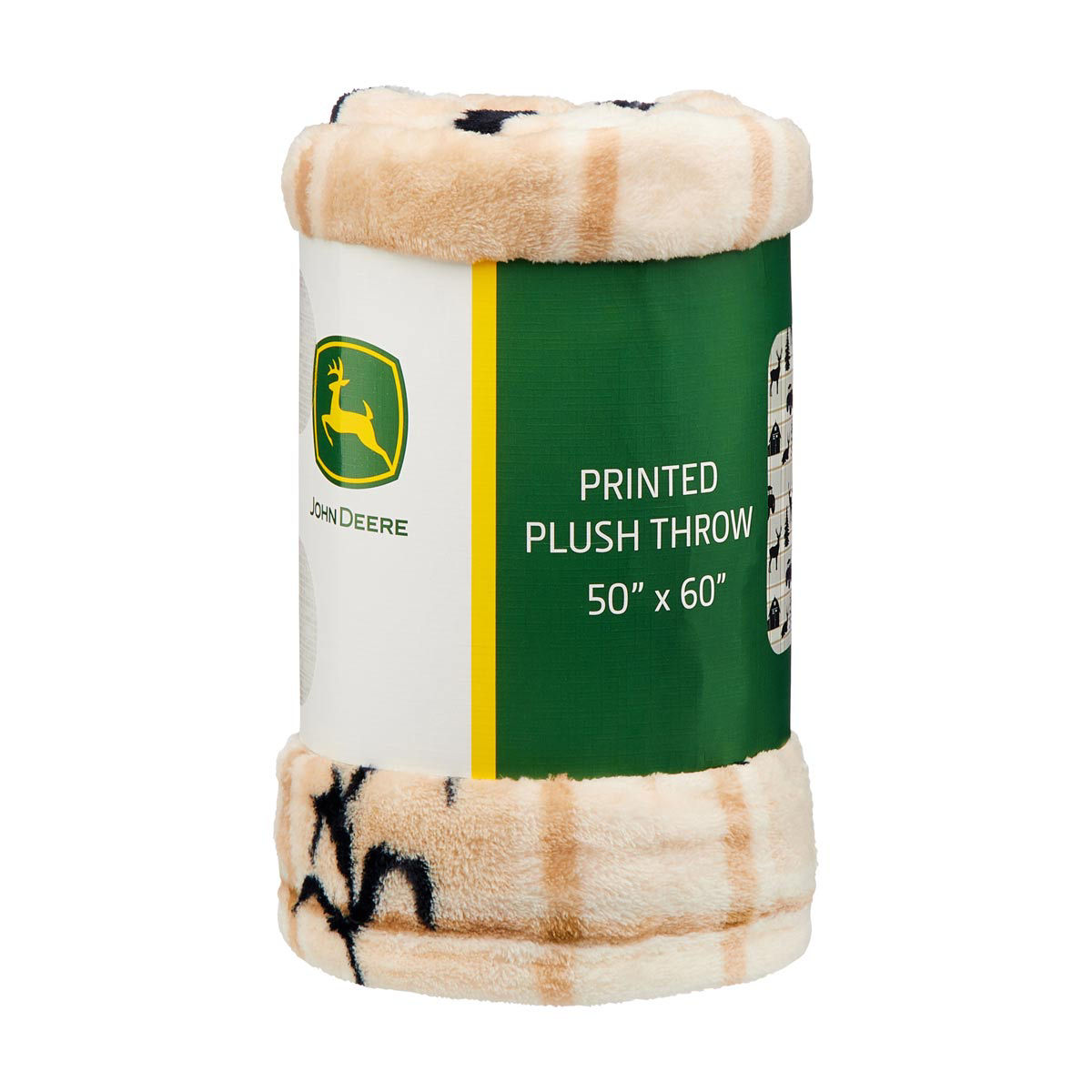 John Deere Plaid Animal Printed Plush Throw, 50x60 in