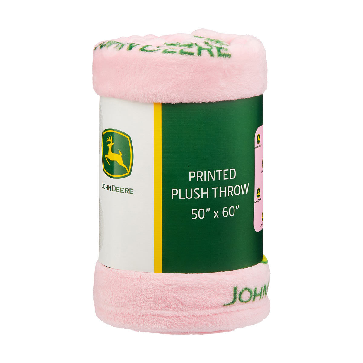 John Deere Light Pink Printed Plush Throw, 50x60 in