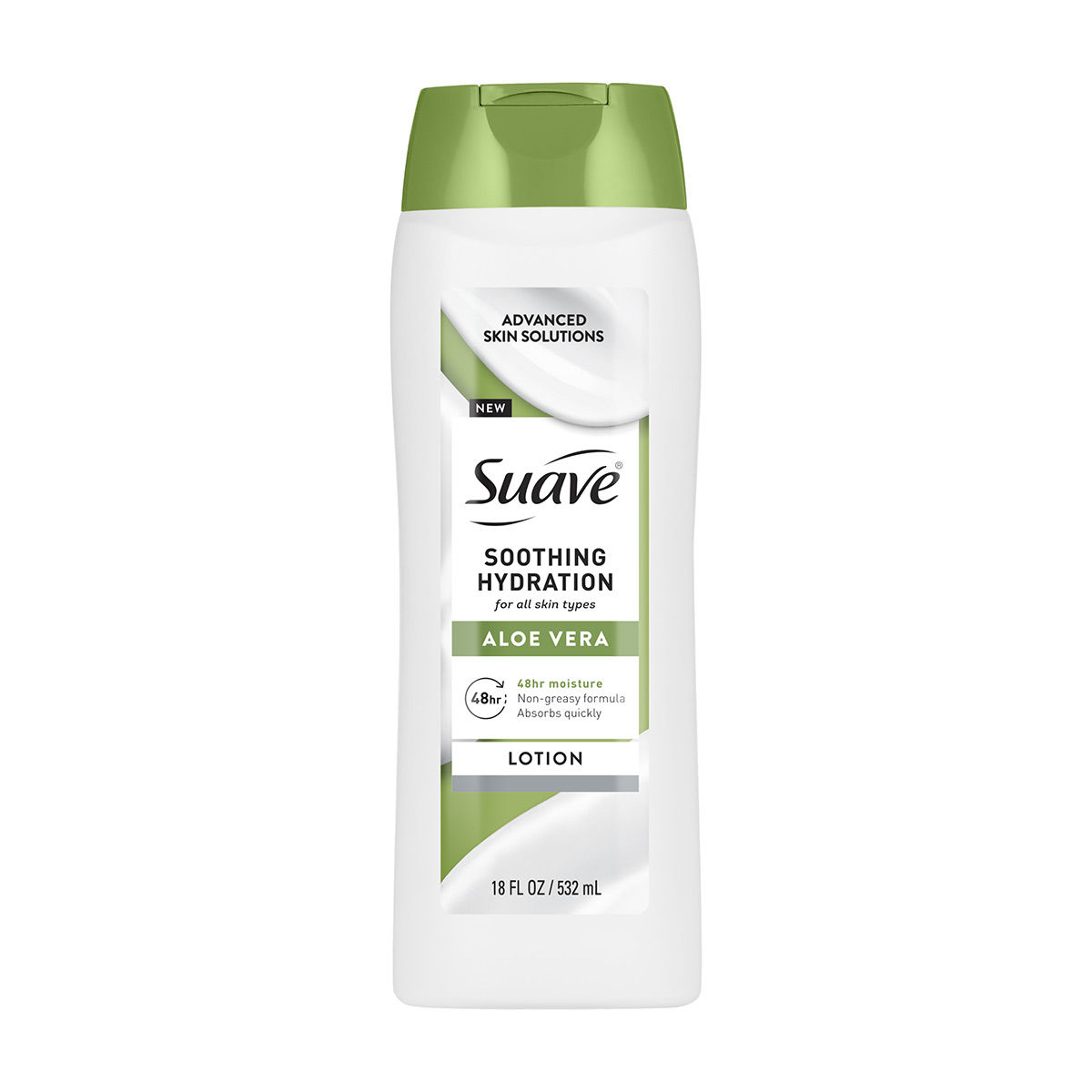 Suave Soothing Hydration Hand & Body Lotion With Aloe Vera Refreshes Dry Skin, Fast Absorbing, Intensive Moisturizing Cream For Women, Non Greasy, Allergen Free, 18 FL OZ