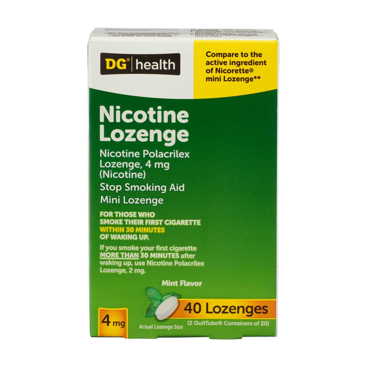 DG Health Nicotine Mini Lozenge Mint Flavor, 40 ct
