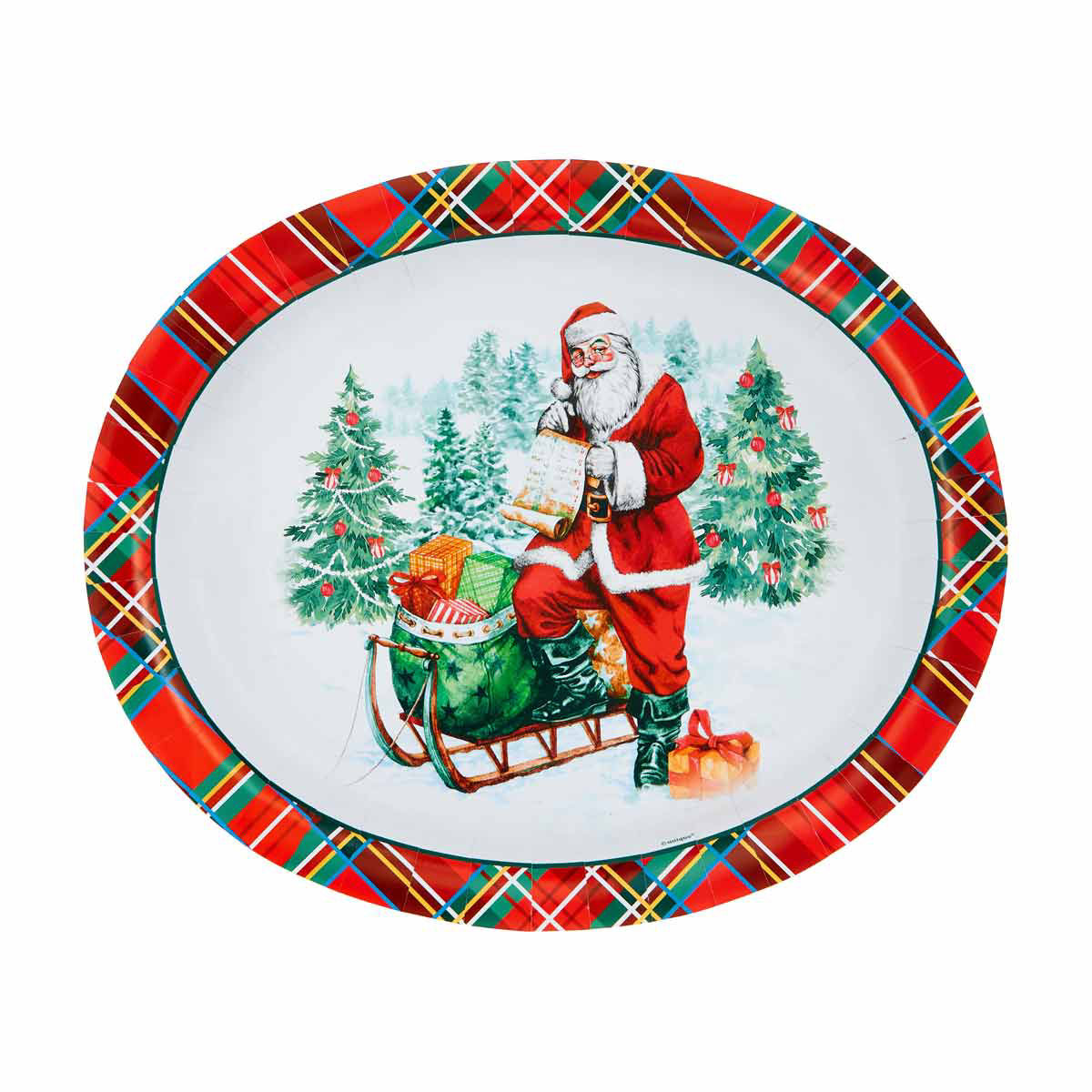 Traditional Santa Oval Plates 8ct