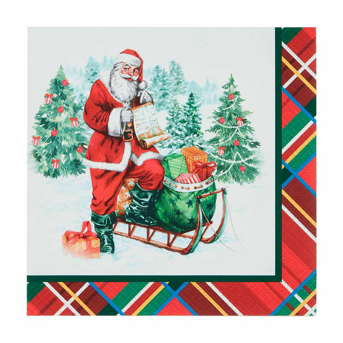 Traditional Santa Beverage Napkins 16ct