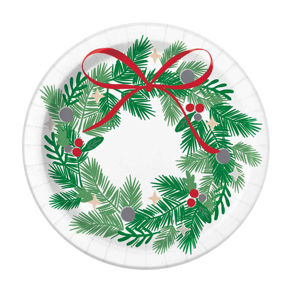 Christmas Tree Print 9 in Paper Plates, 8 ct