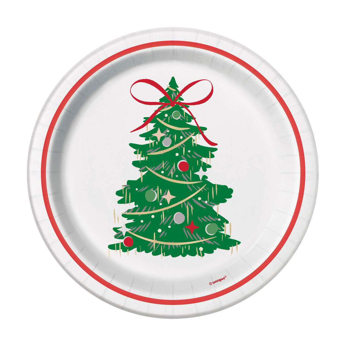 Christmas Tree Garland 7 in Paper Plates, 8 ct