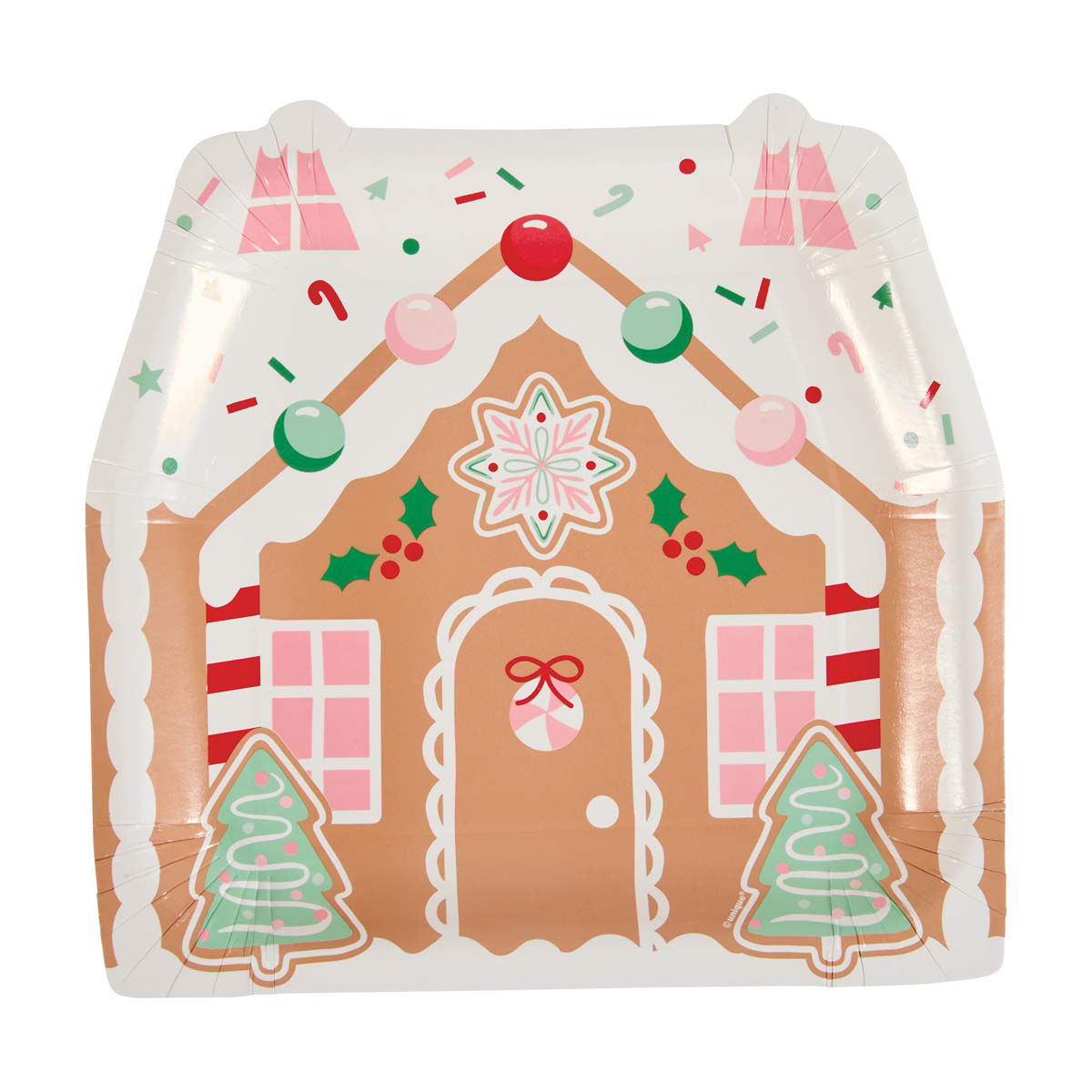 Christmas Gingerbread House-Shaped Paper Plates, 8.25 in, 8 ct