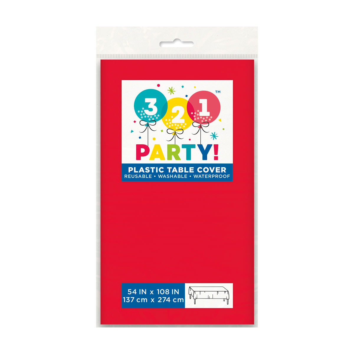 321 Party! Christmas Red Plastic Table Cover, 54x108 in