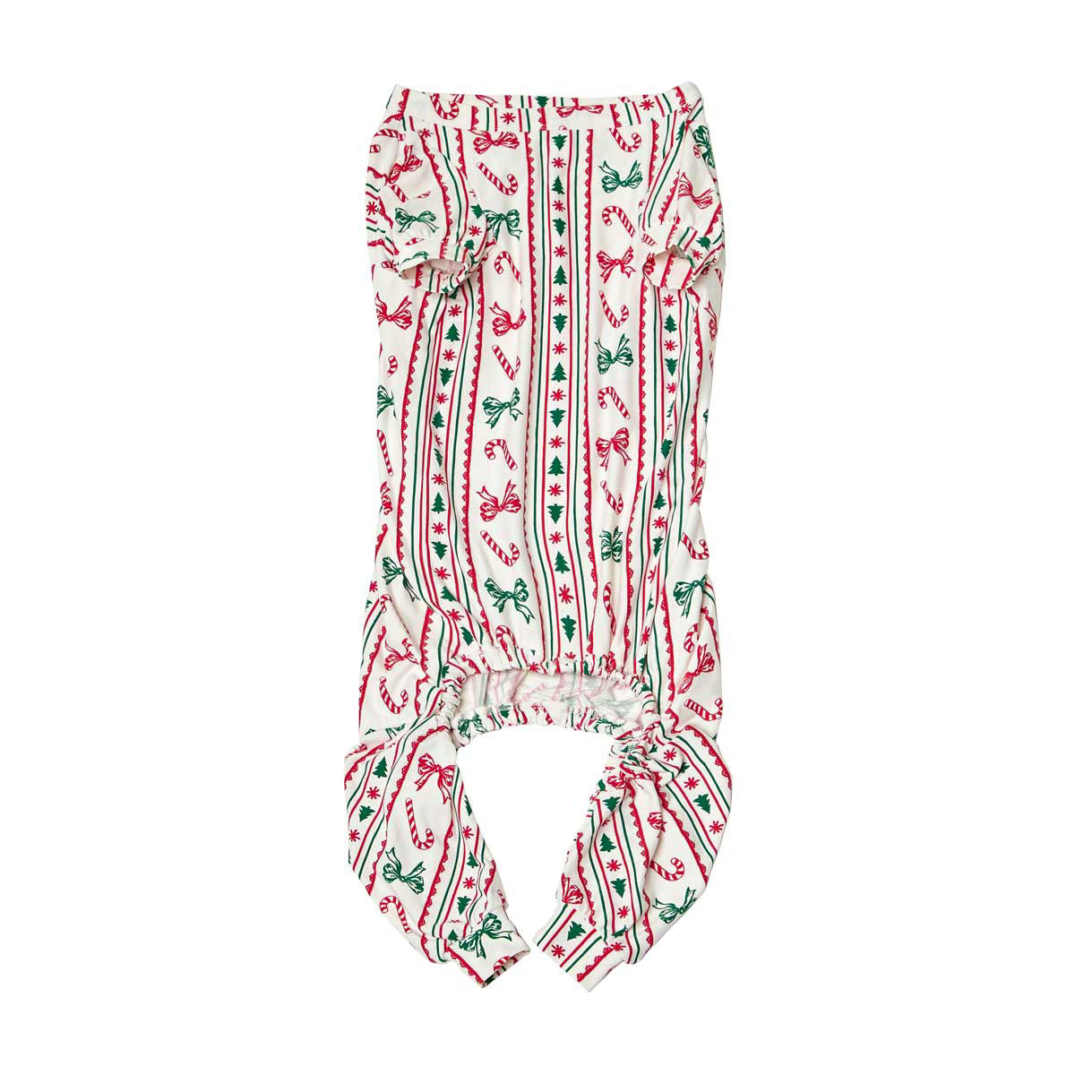 Christmas 4 Legs Candy Cane Print Dog Pajamas, X-Small