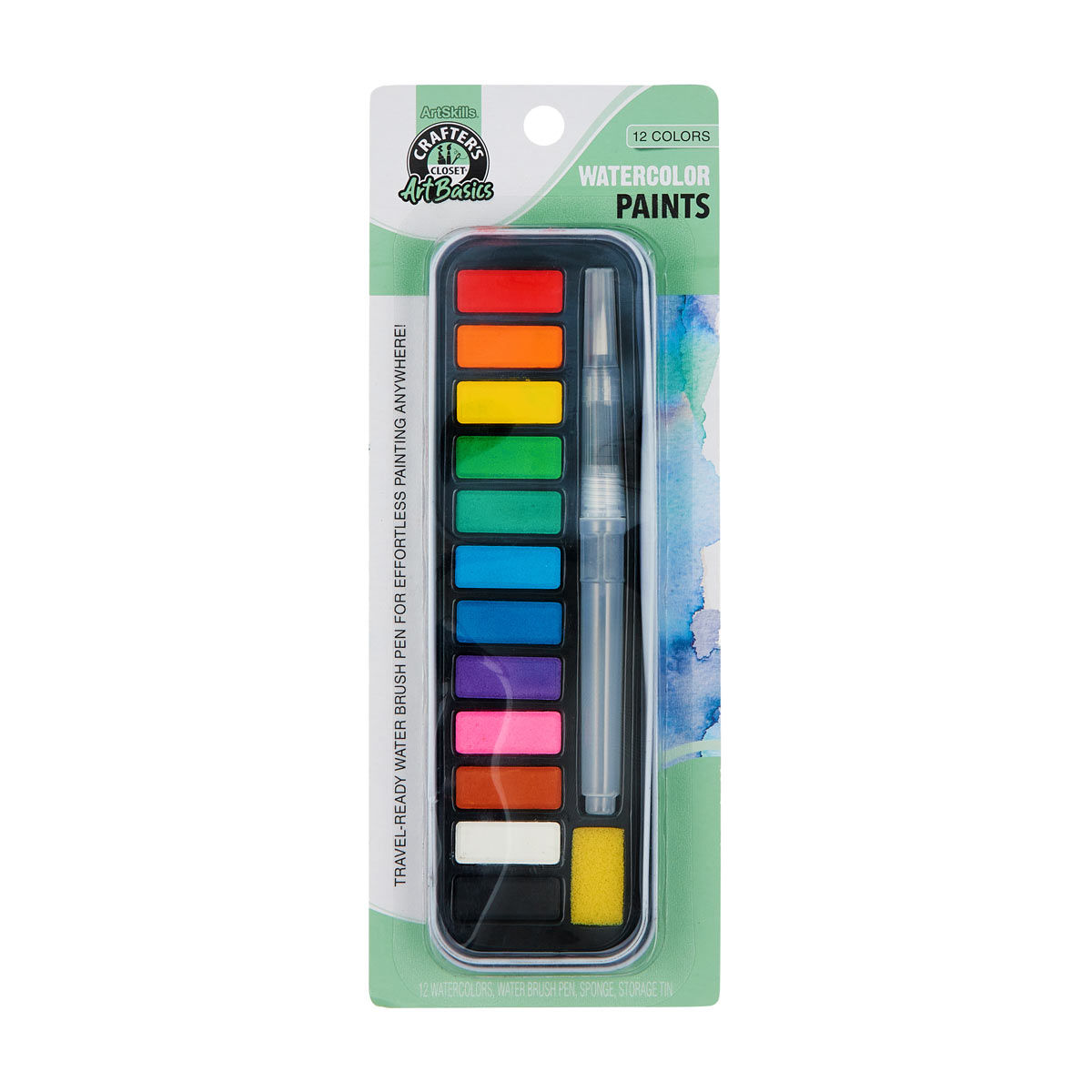 ArtSkills 12 Color Watercolor Paint Set with Brush Pen
