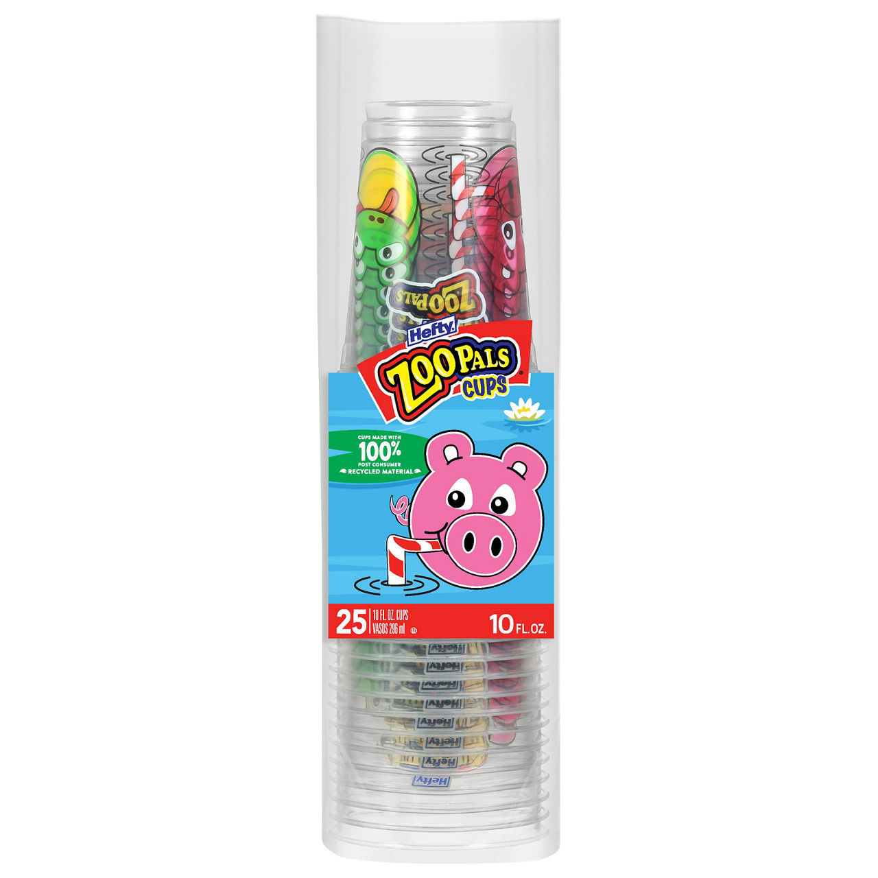 Hefty Zoo Pals Disposable Kids Cups, 10oz, 25ct