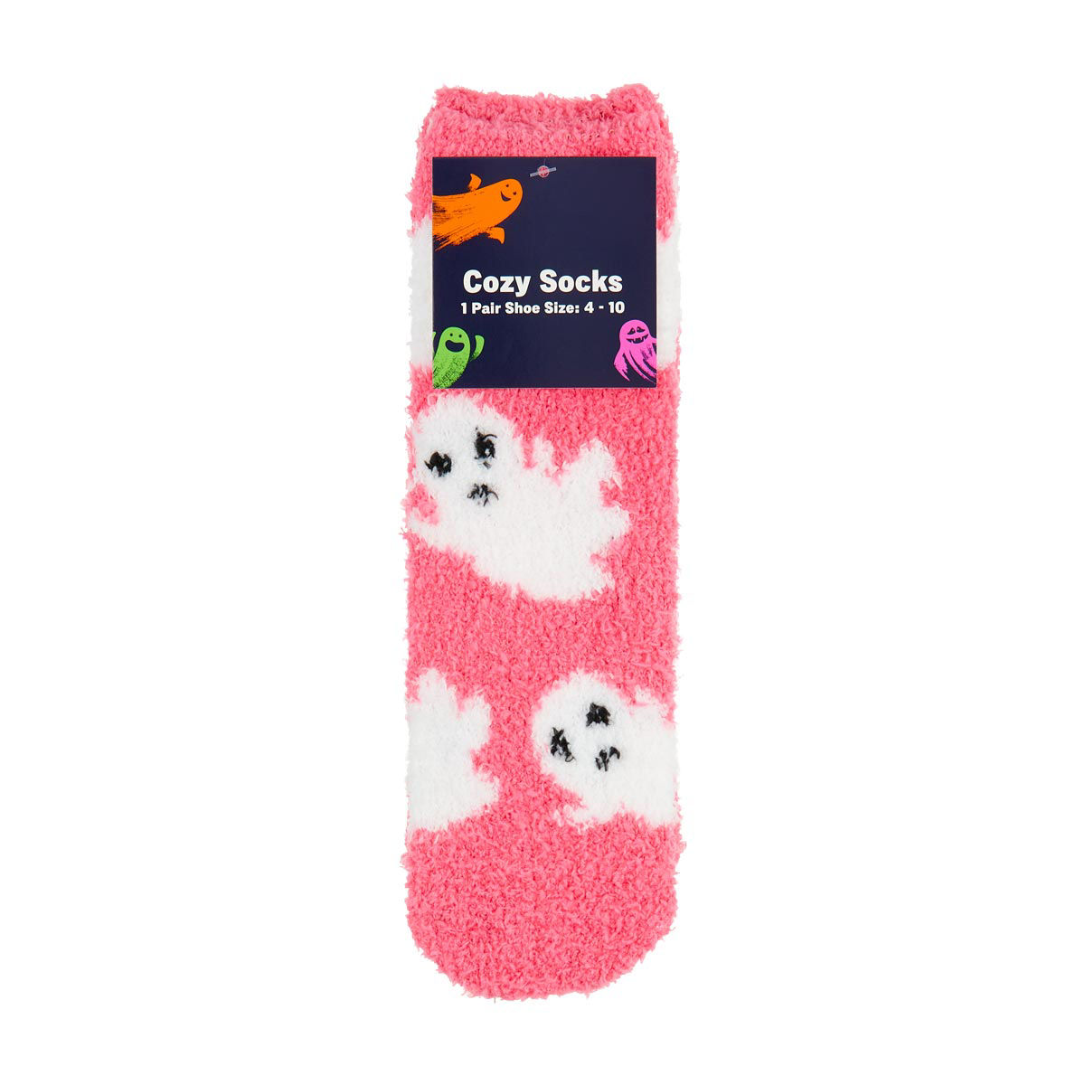 Halloween Ladies' Cozy Pink Ghost Socks