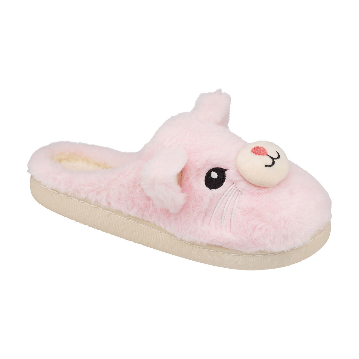 Fall Ladies Pink Cat Face Indoor Slippers, Small