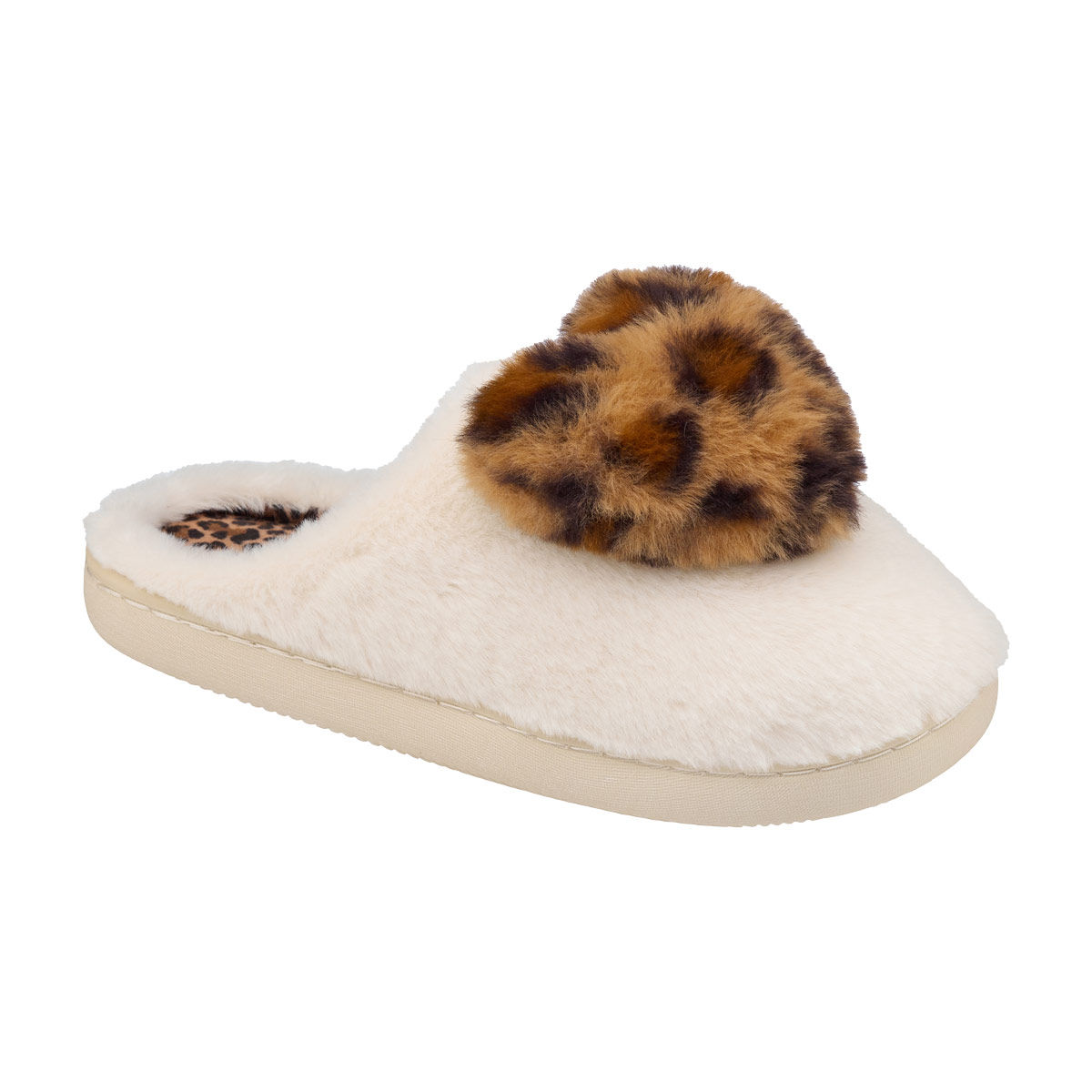 Fall Ladies Heart Shaped Leopard Print Indoor Slippers, Small