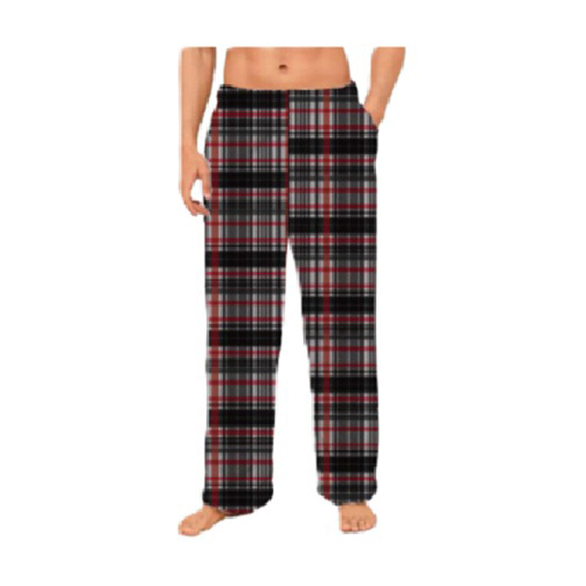 Men's Black Plaid Fleece Sleep Pants