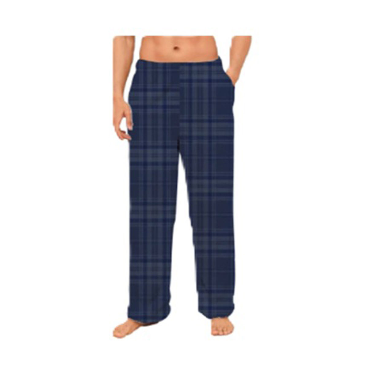 Men's Blue Plaid Fleece Sleep Pants