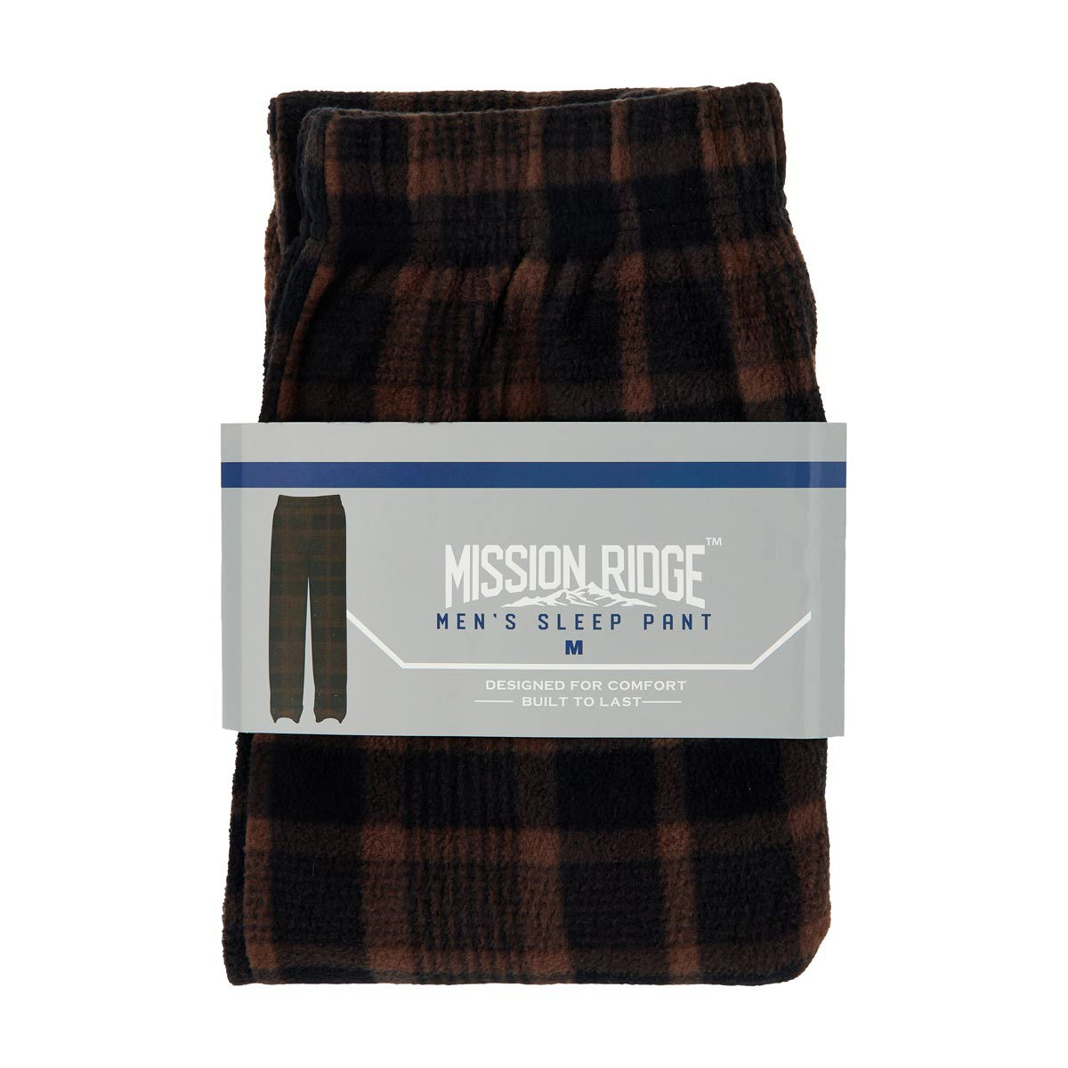 Mission Ridge Men's Brown Plaid Sleep Pant, Medium