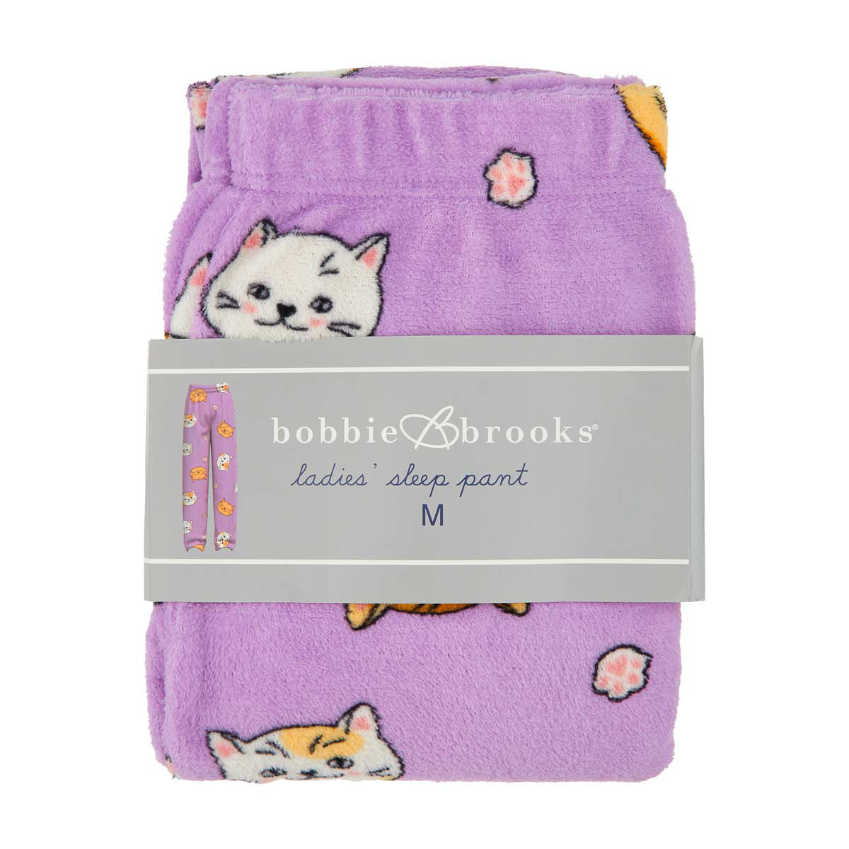 Bobbie Brooks Women's Purple Cat Print Sleep Pant, Medium