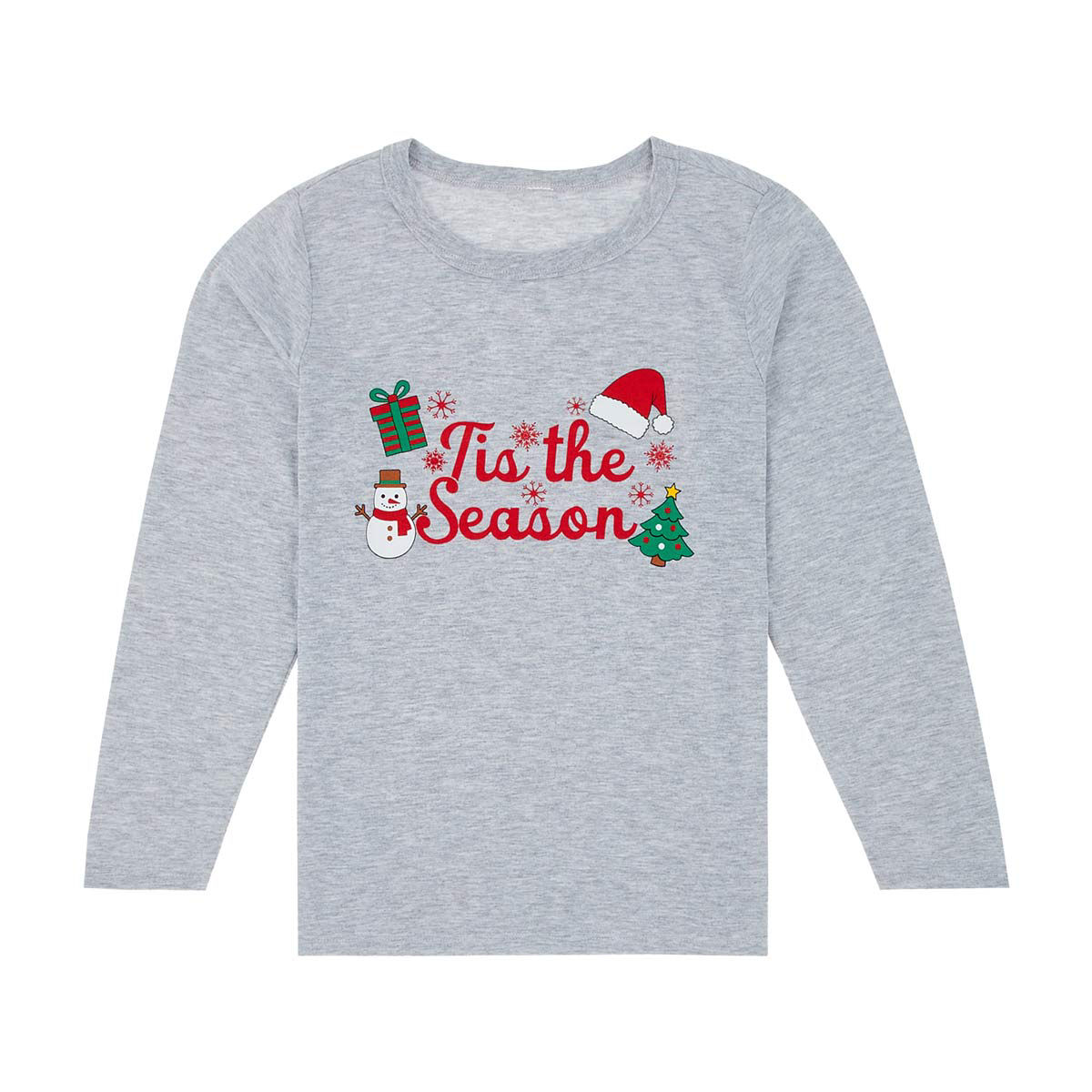 Christmas Kids' 'Tis the Season' Print Long Sleeve Shirt & Pants Pajama Set, Medium
