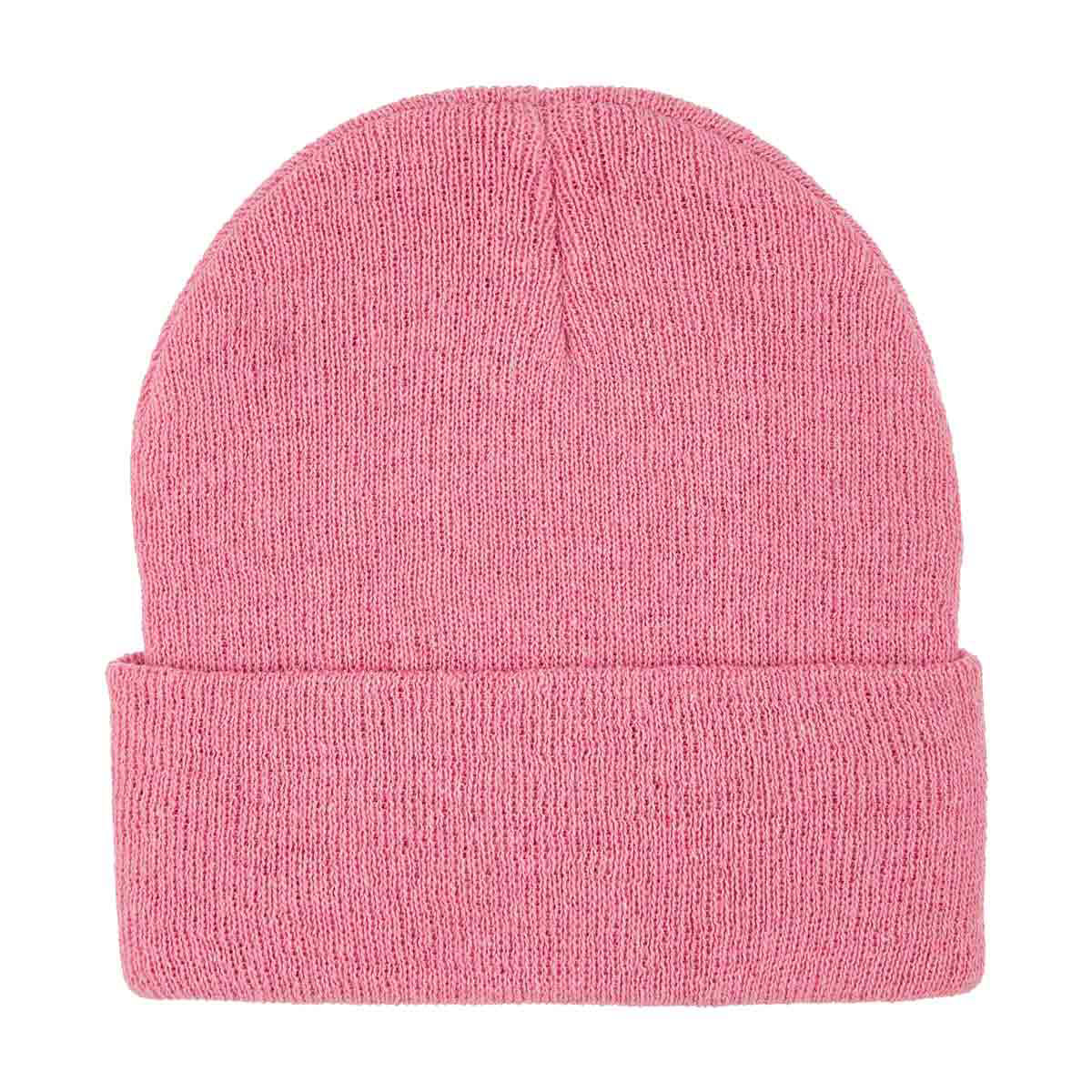 Women's Pink Solid Cuffed Beanie