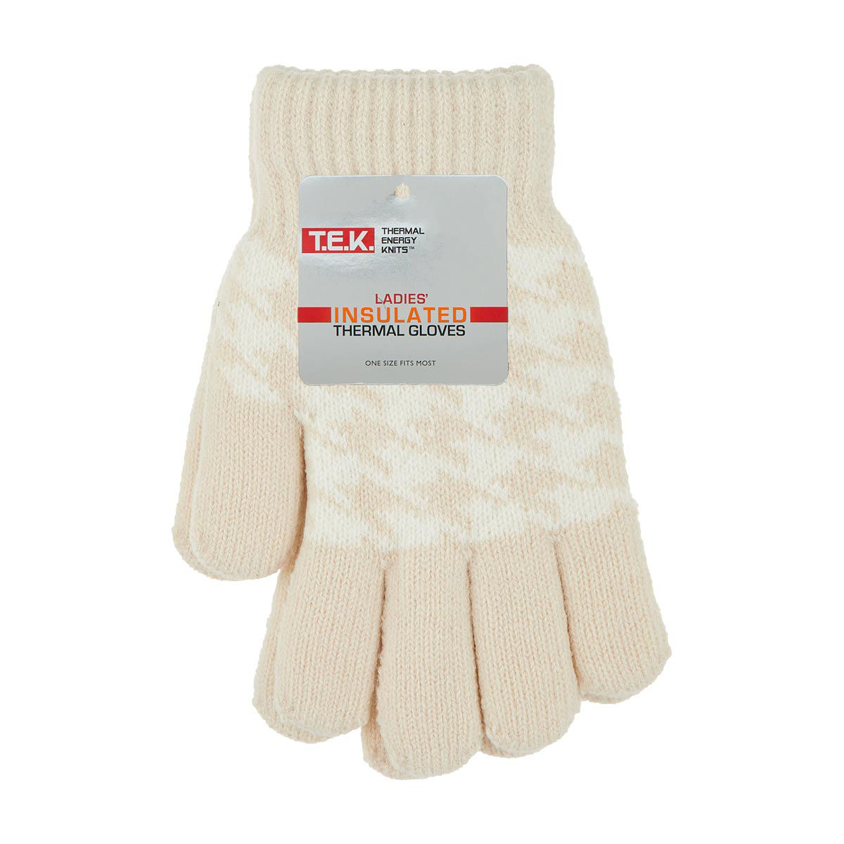 T.E.K. Women's Beige & Off-White Insulated Thermal Gloves, One Size