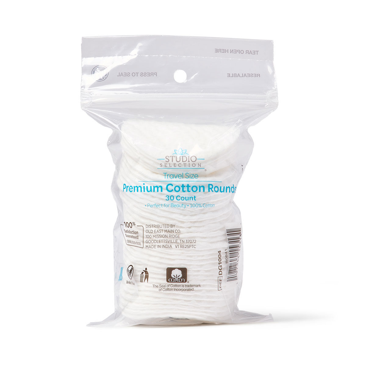 Studio Selection Travel Size Premium Cotton Rounds, 30 ct