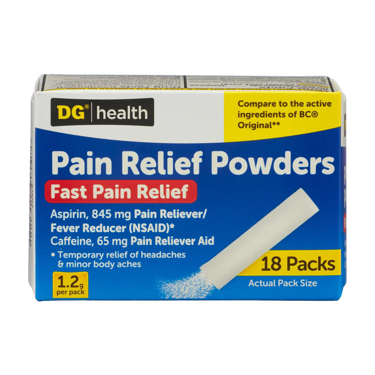 DG Health Fast Pain Relief Powders, 18 ct