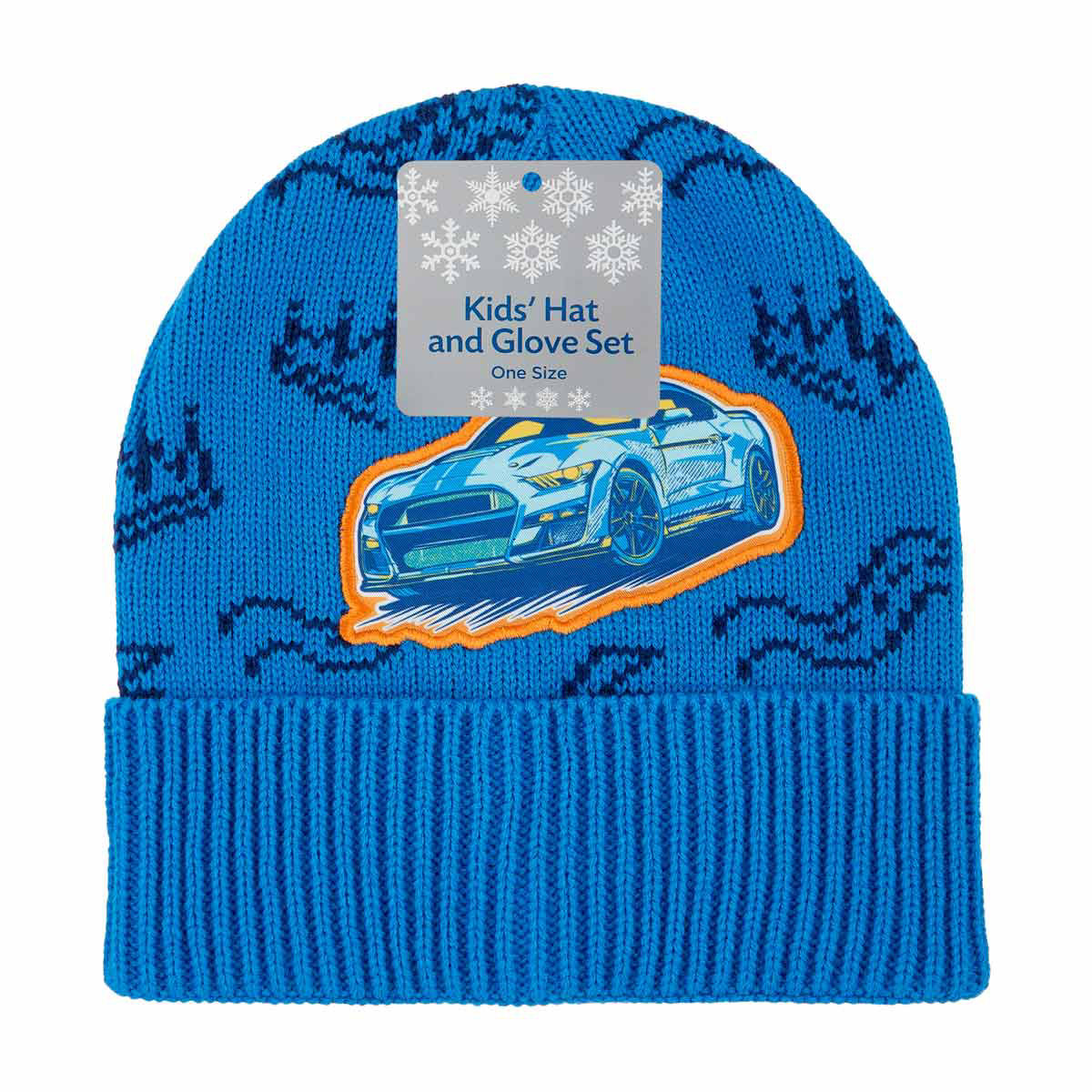 Kid's Blue Race Car Beanie & Glove Set, One Size