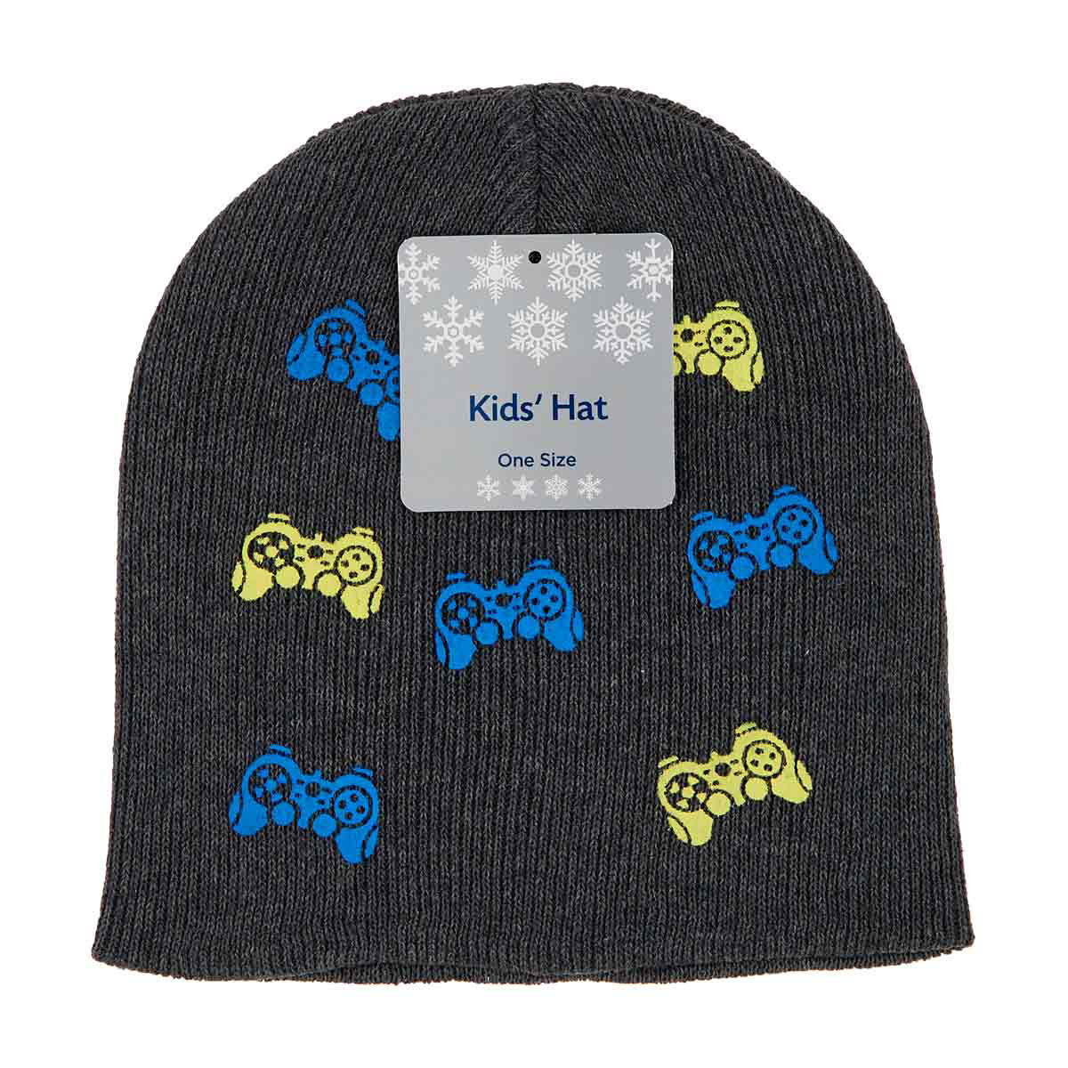 Kids' Gray Gaming Controller Print Beanie, One Size