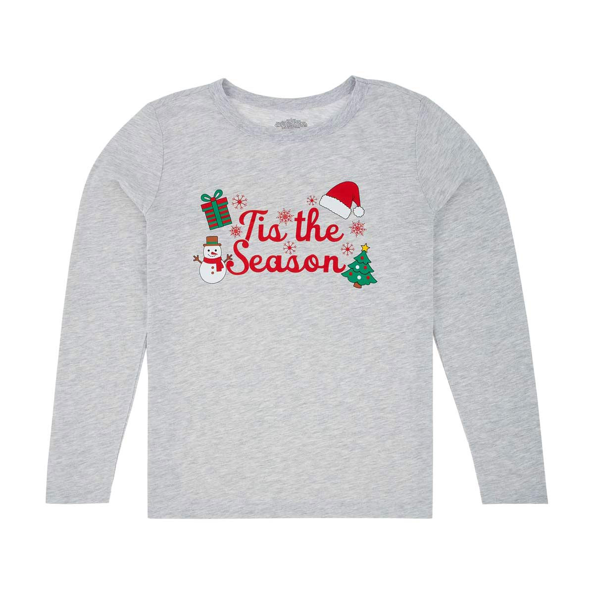 Christmas 'Tis the Season' Gray & Red Pajama Set
