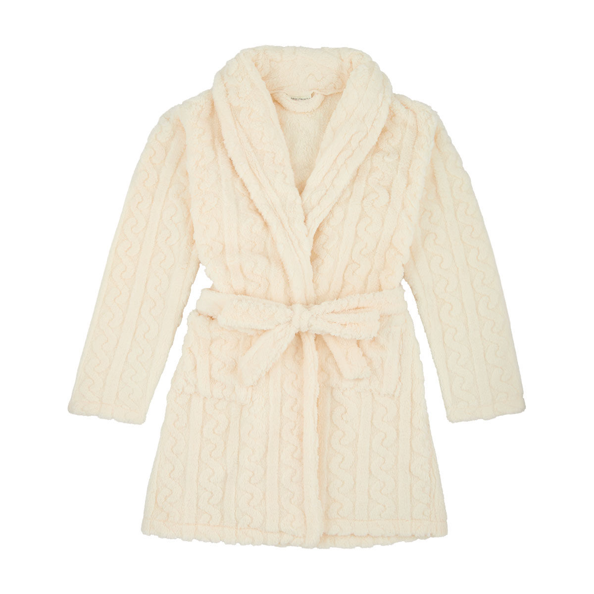Bobbie Brooks Women's Ivory Cable Knit Plush Robe