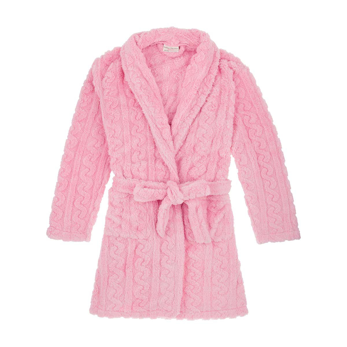 Bobbie Brooks Women's Pink Cable Knit Plush Robe