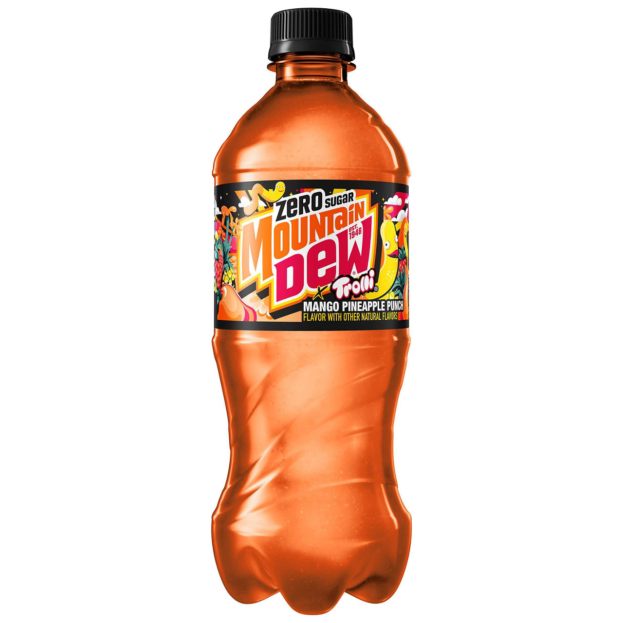 Mountain Dew Trolli Zero Sugar Soda Mango Pineapple Punch, 20 Fl Oz