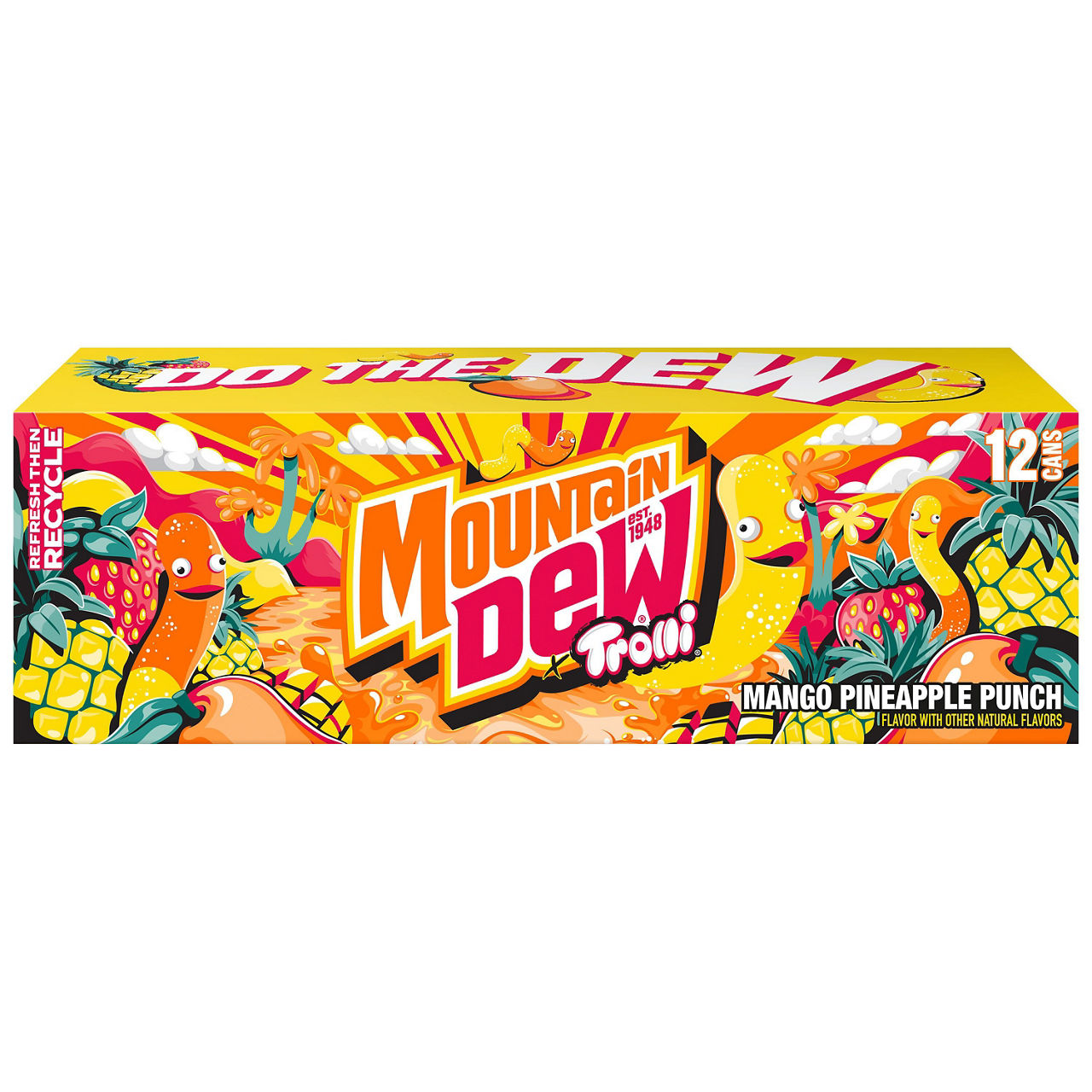 Mountain Dew Trolli Soda Mango Pineapple Punch, 12 Fl Oz X 12