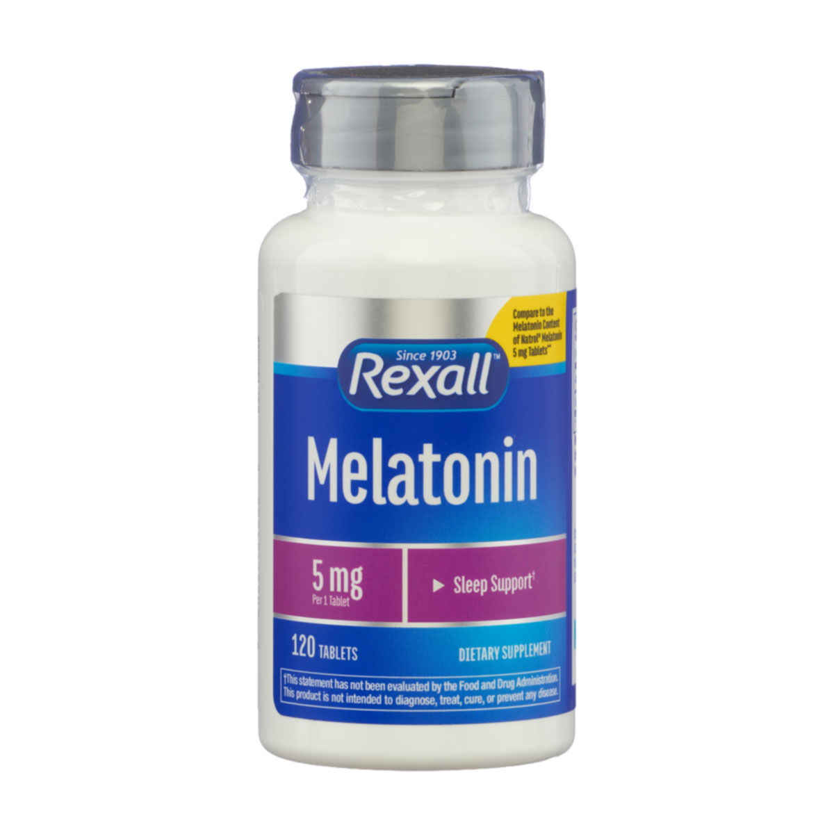 Rexall Melatonin 5 mg Sleep Support Tablets, 120 ct