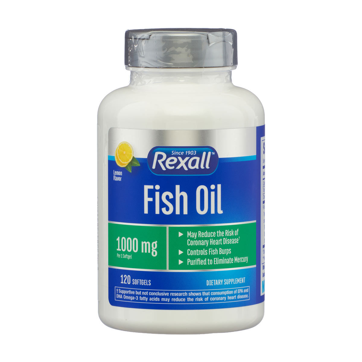 Rexall Fish Oil 1000 mg Lemon Flavor Softgels, 120 ct