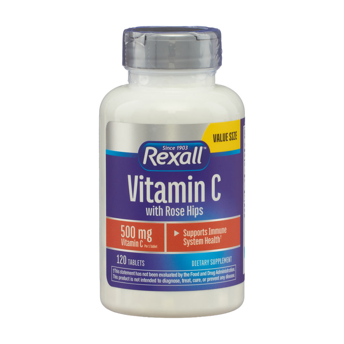 Rexall Vitamin C with Rose Hips 500 mg Tablets, 120 ct