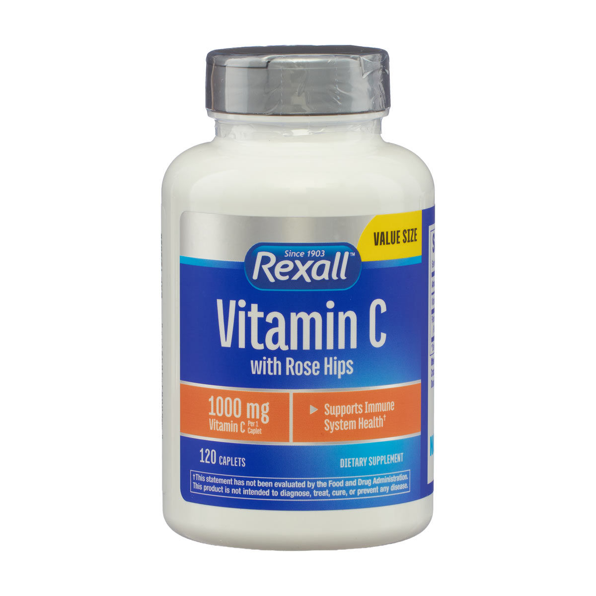 Rexall Vitamin C with Rose Hips 1000 mg Caplets, 120 ct