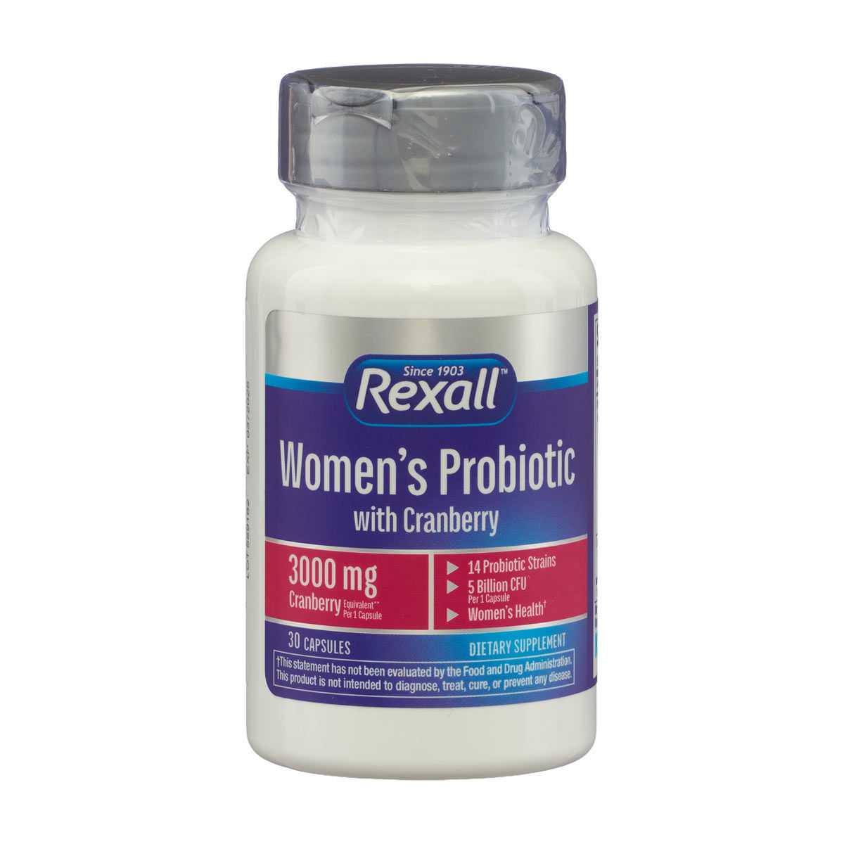 Rexall Women's Probiotic with Cranberry Capsules, 30 ct