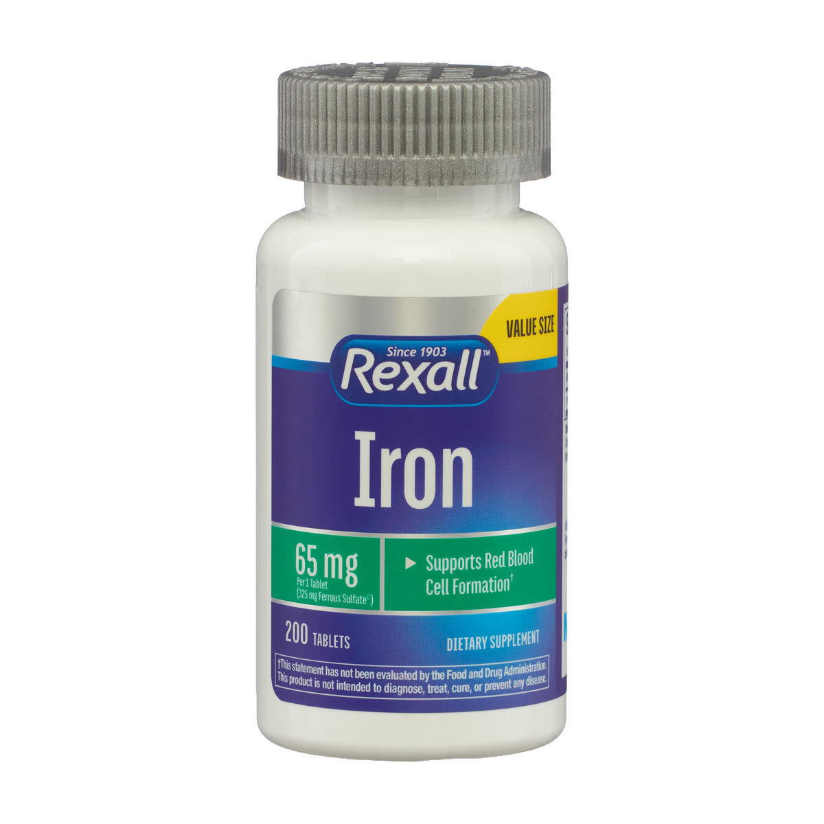 Rexall Iron 65 mg Tablets, 200 ct